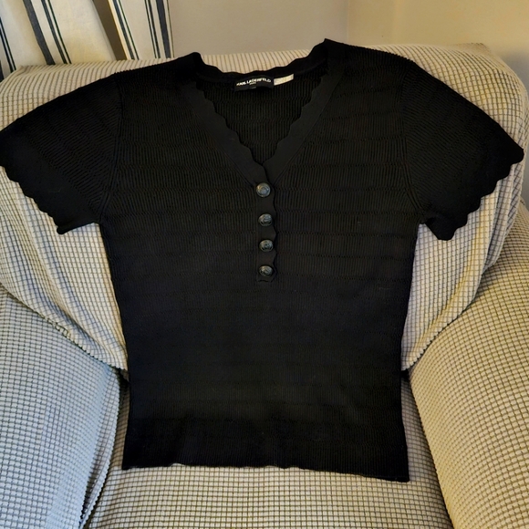Karl Lagerfeld Short Sleeve Sweater - Picture 2 of 7